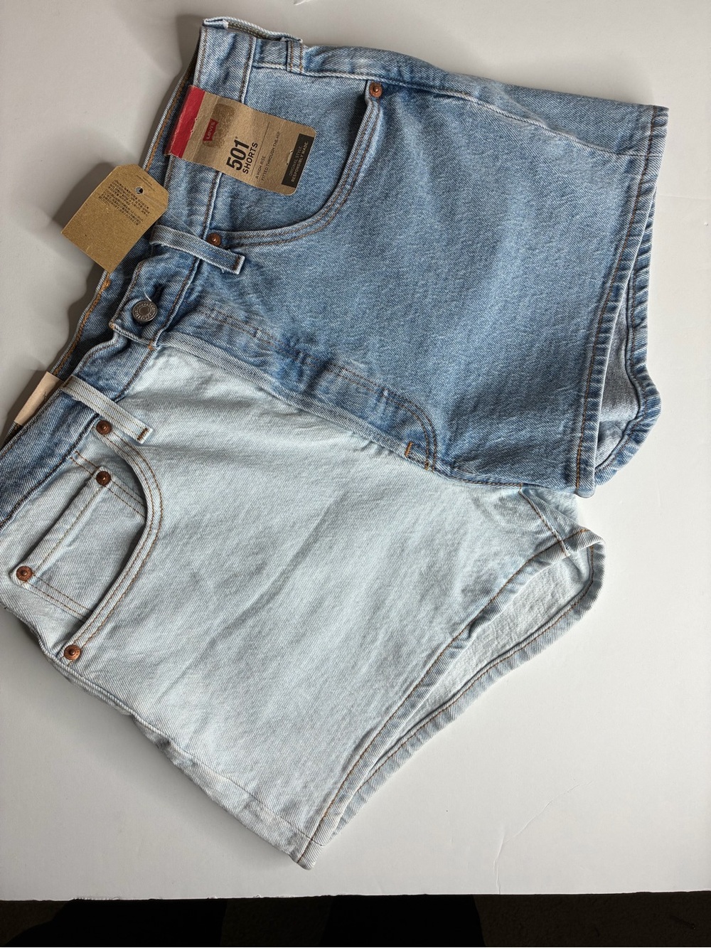 Levi's Light Blue Two-Tone Denim Shorts with Red Tag
